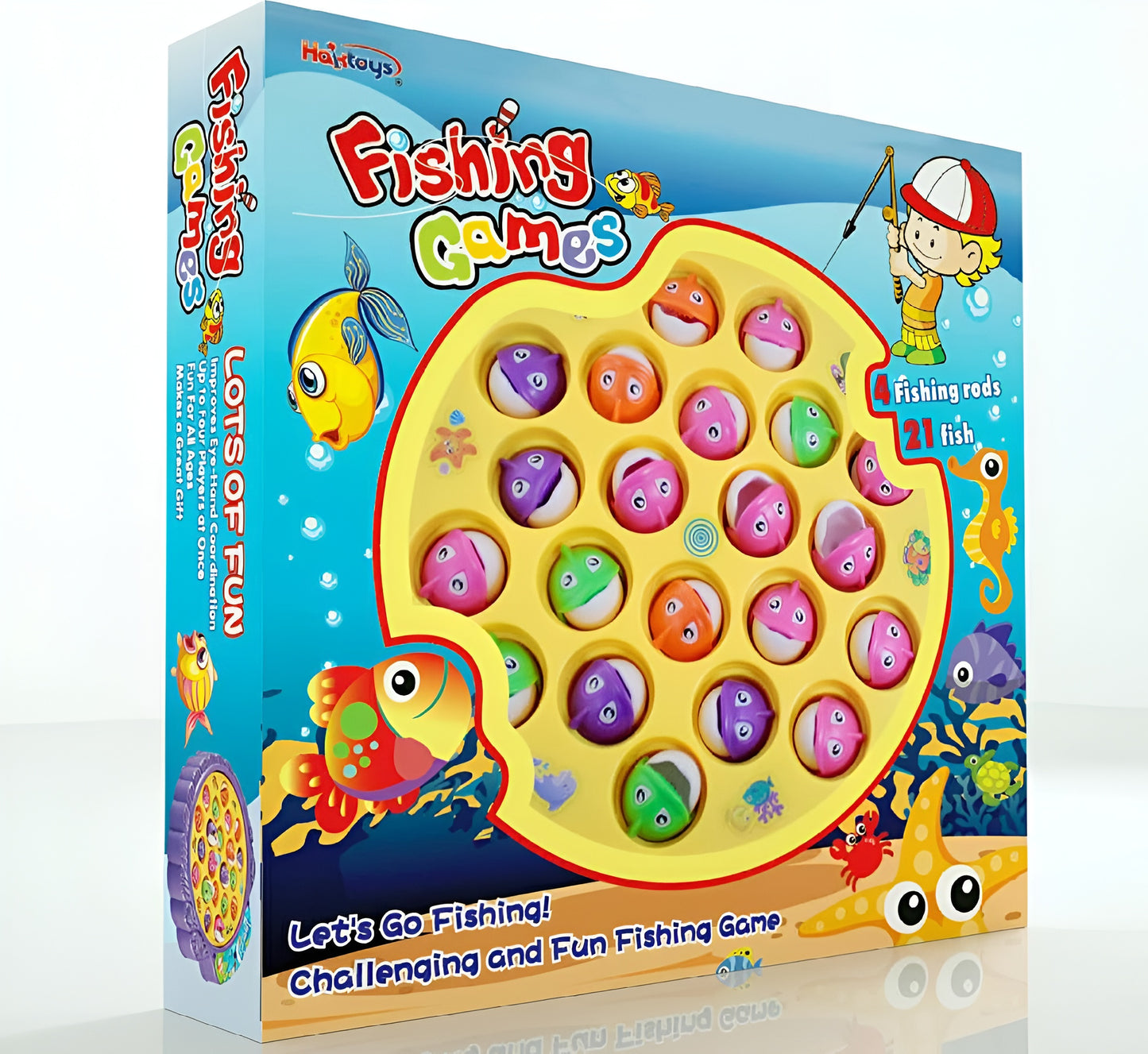 Fishing Game Toy Set with Rotating Board with Music On/Off Switch for Quiet Play, Includes, Safe and Durable Toy for Kids