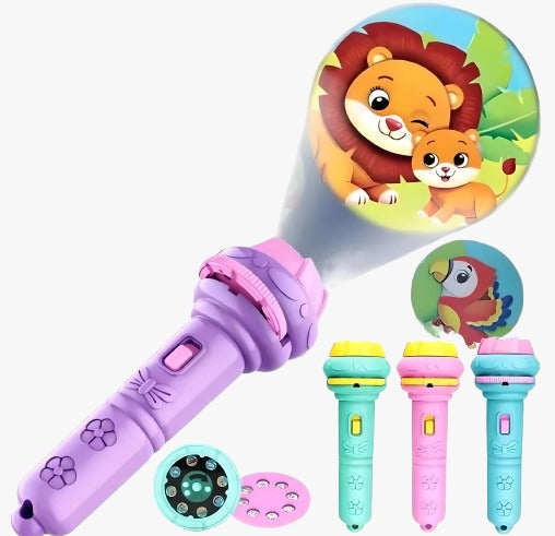 Children’s Projector Torch Toy – 90° Rotating Lens with 8 Pattern Slides | Educational Light Toy for Kids