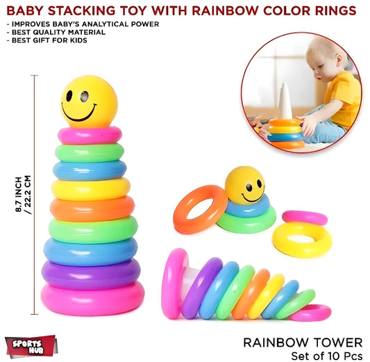 Kids Study Pileup Toy β Rainbow Ring Tower Stacking Game