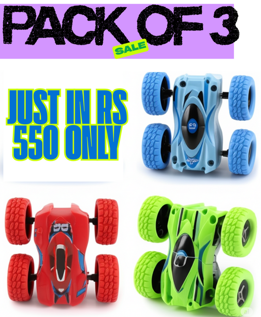 Pack of 3 - The Push and Go Friction Stunt Car Toy