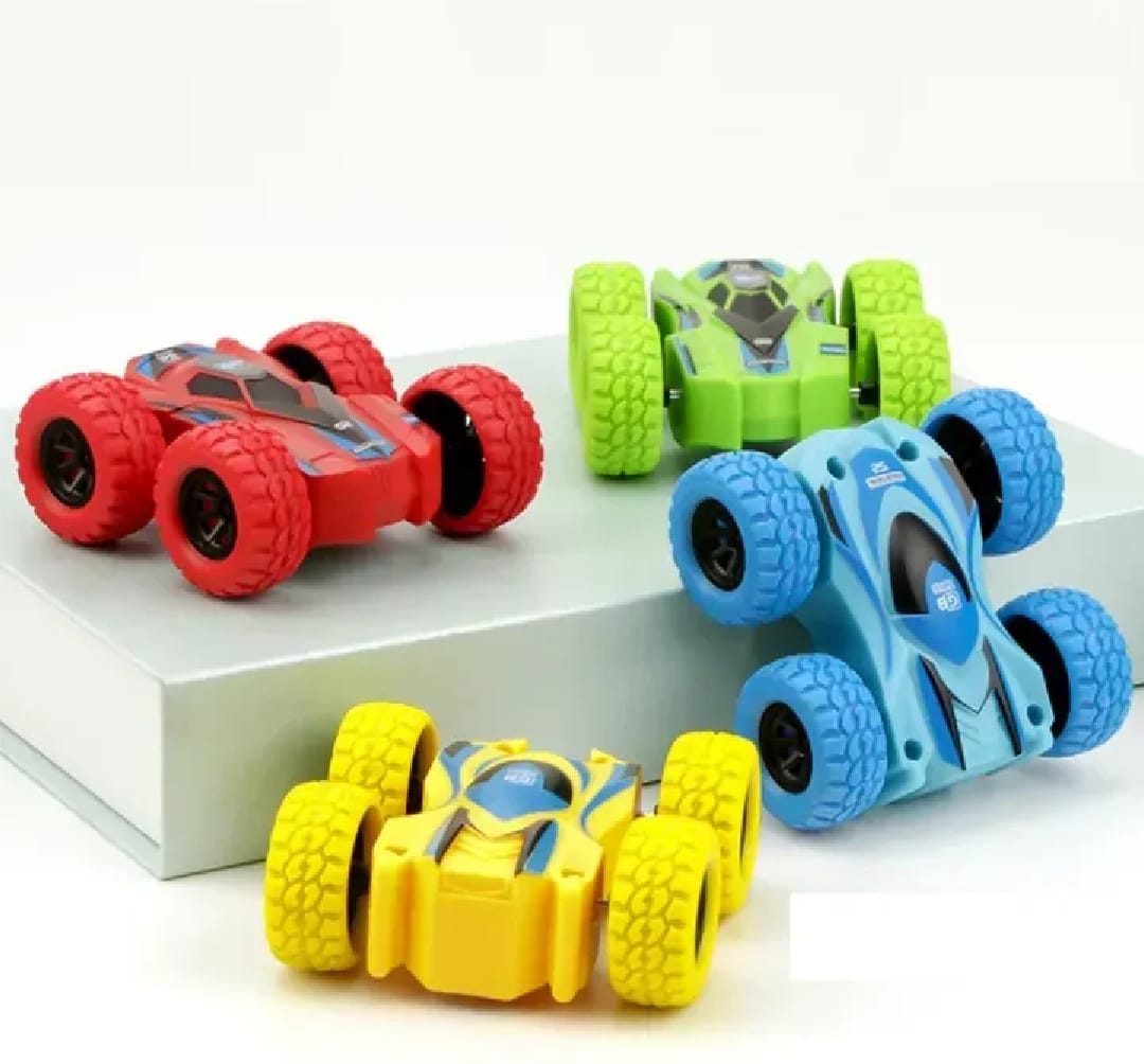 The Push and Go Friction Powered 360° Rotating Double-Sided Flip Stunt Car Toy