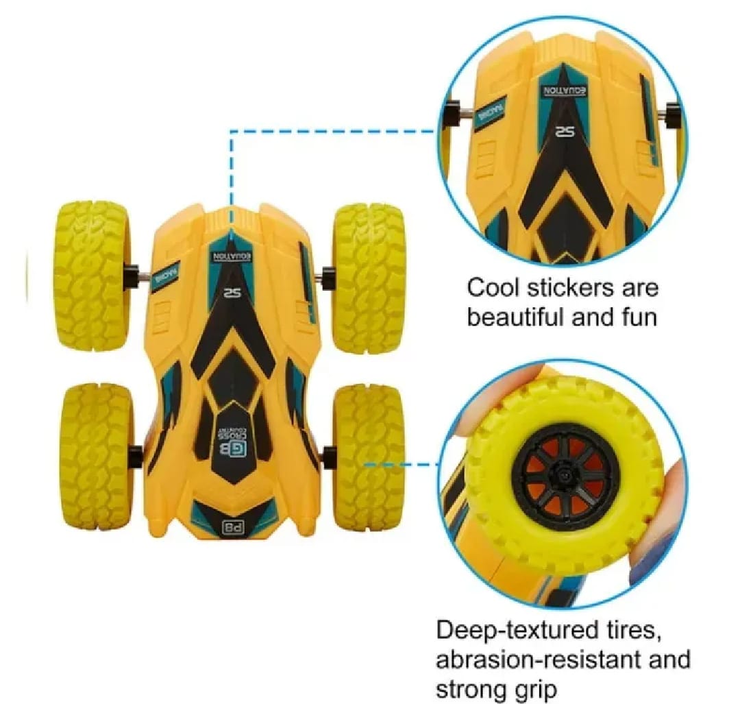 The Push and Go Friction Powered 360° Rotating Double-Sided Flip Stunt Car Toy